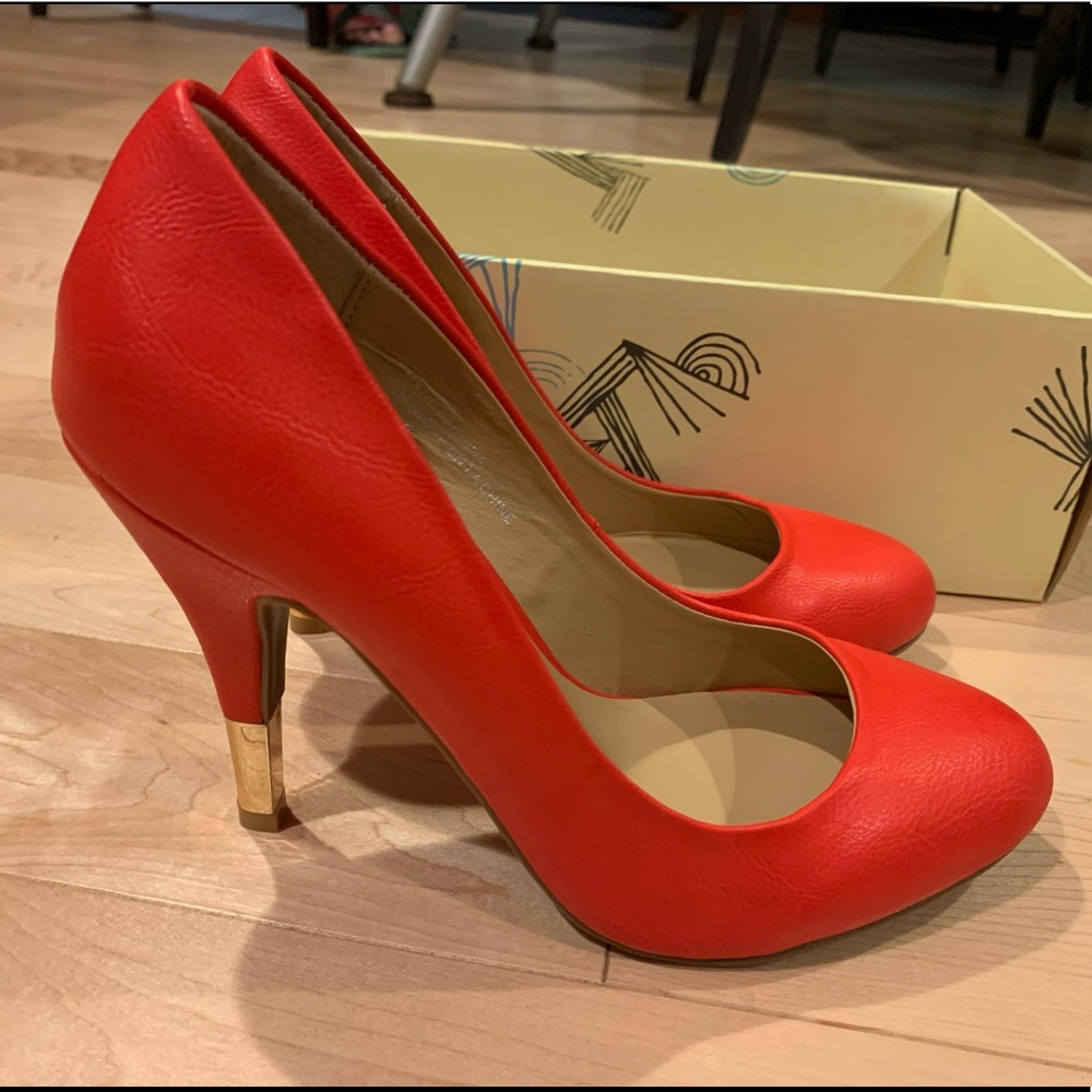 Red Heels with Gold Detail
